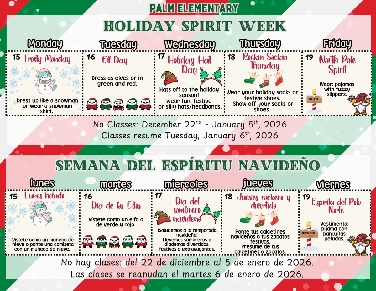 Holiday Spirit Week Calendar